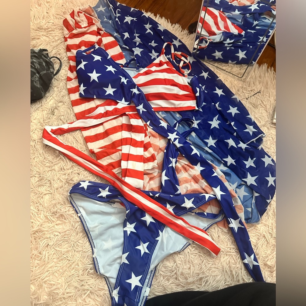 💕 american flag bikini + kaftan